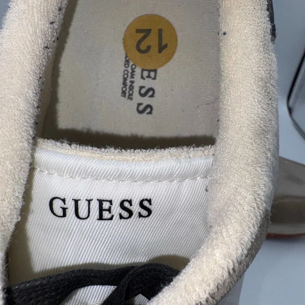 Guess Mens Low Top Sneakers Tan White Brown G Logo Lace Up Shoes Size 12
